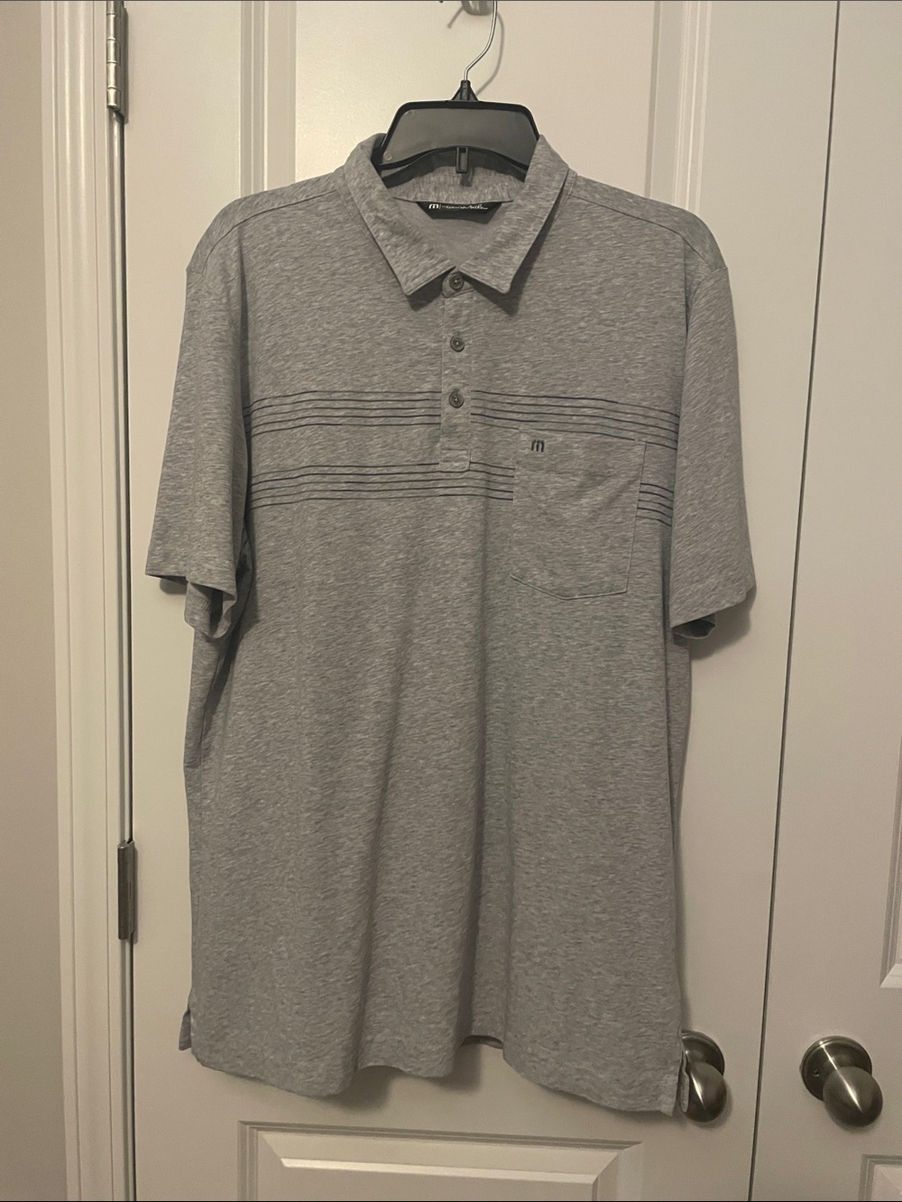 Travis Mathew Light Gray Short-Sleeve Polo with Chest Pocket